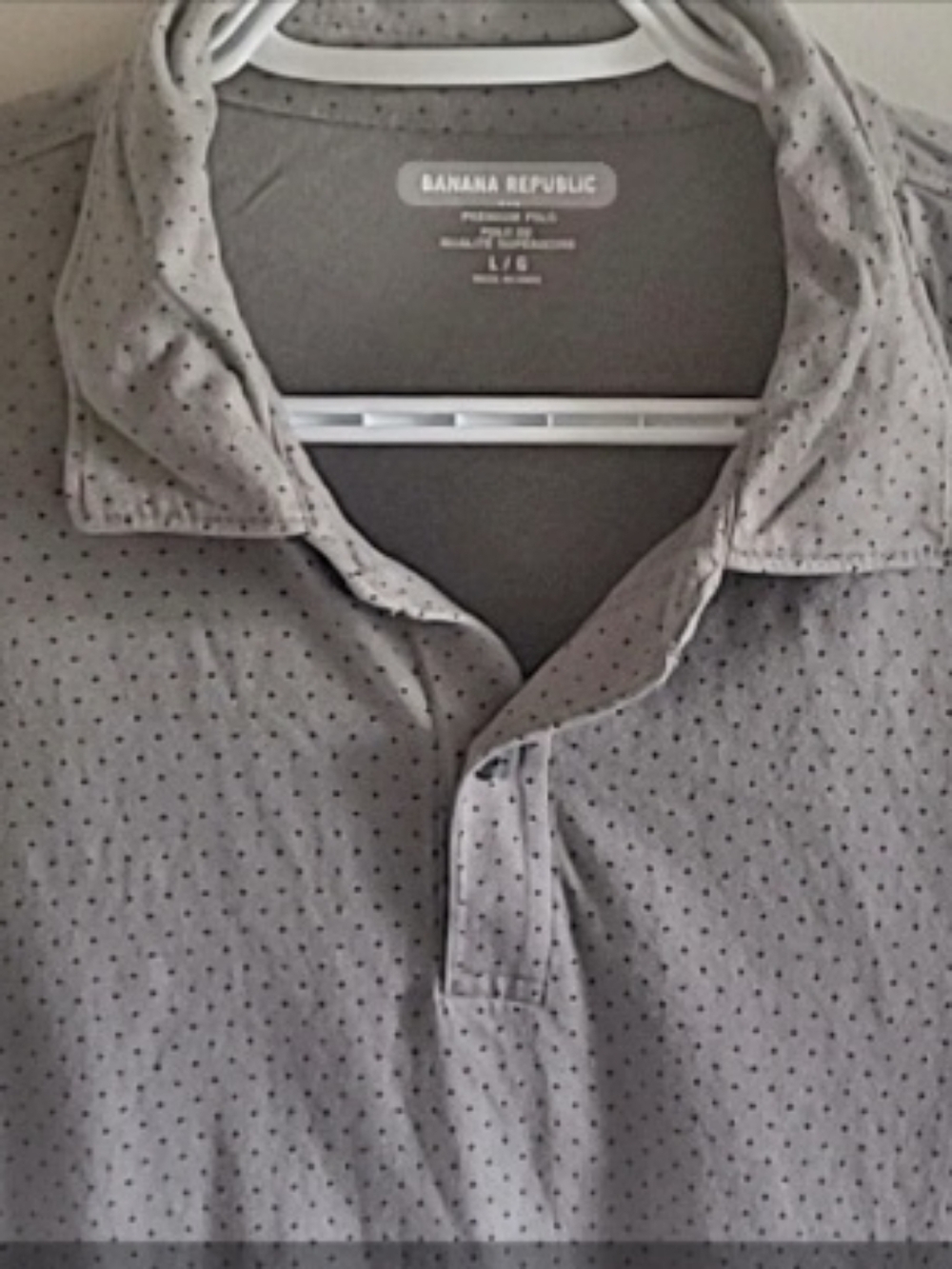 Banana Republic Gray Premium Polo with Micro Dot Pattern